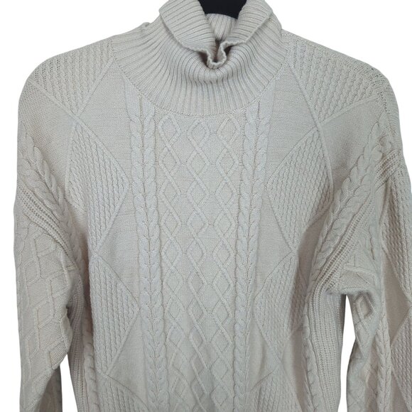 Shore Cozy Cream Turtleneck‎ Cable Knit cream ivory Sweater size M - Picture 5 of 13